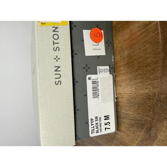 NWB Sun + Stone Tillyyp Womens Faux Leather Heeled Wedge Sandals 7.5 - Picture 9 of 9